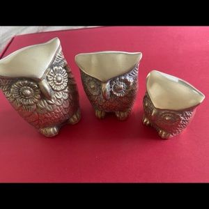 Vintage Brass Owl Family